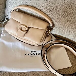 Coach Tabby 18 Cream Leather Shoulder Bag
